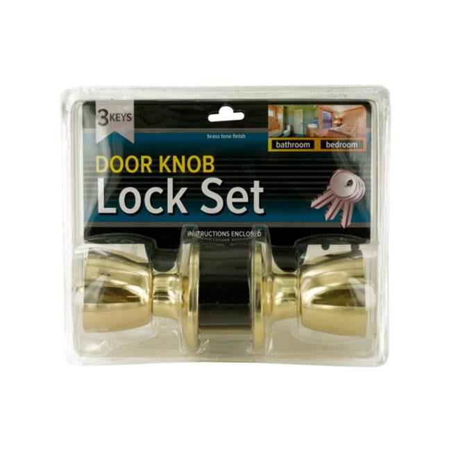 Bulk Buys OL4002 Brass Finish Locking Door Knob Set with 2 Keys
