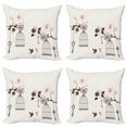 thumbnail image 1 of Ambesonne Vintage Throw Pillow Cover 4 Pack, Bird Cages Keys Doves, 16", Dark Brown Pale Pink, 1 of 2