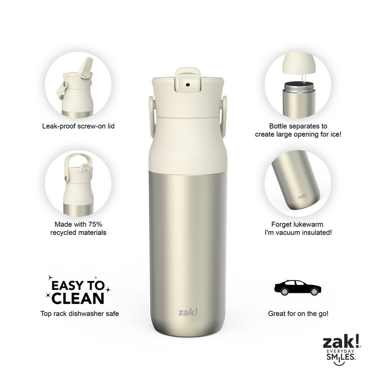 Zak Designs Harmony 32oz Recycled Steel Water Bottle, Leak-Proof 
