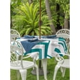 thumbnail image 3 of Outdoor Tablecloth with Umbrella Hole for Patio/Picnic/Party/Camping, Modern Geometric Teal Waterproof Table Cloth Round Cover Washable, Abstract Minimalist Artwork Lines (Dia 60"), 3 of 8
