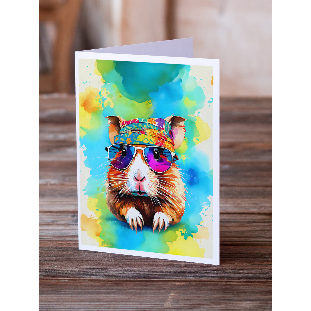 Hippie Animal Guinea Pig Greeting Cards Pack of 8 7 in x 5 in