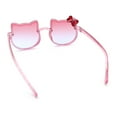 thumbnail image 7 of Kids Size Girls Cute Bow Tie Kitty Ear Rimless Plastic Sunglasses Pink Glitter - Pink Blue, 7 of 7