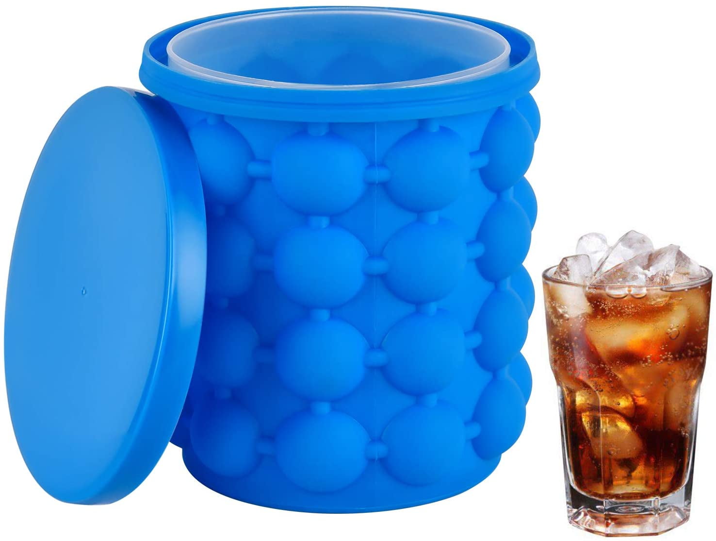 Large 2 in 1 Silicone Ice Bucket Ice Cube Maker Genie Mold With Lid Space  Saving Crushed Ice Tray Mold Wine Chilling Bucket Tool