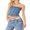 Blue, variant on Merqwadd Women's Denim Tube Tops featuring Strapless Button Down Design