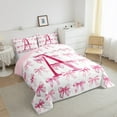 thumbnail image 3 of jejeloiu Letter A Monogrammed Bedding Comforter Set,Bowknot Bow Ribbon Twin Comforter Sets,Pink White Bedding Set For Girls,Microfiber Room Decorative Reversible,2pcs, 3 of 8