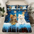 thumbnail image 2 of Manfei Kawaii Cat Kitten Full Size Sheets, Giltter Stars Galaxy Bed Sheets, Cartoon Animal Lover Sheet Sets, Lightweight Room Decor, 4pcs, 2 of 7