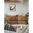 thumbnail image 3 of Outdoor Pillows Waterproof, Brown Welcome Bedding Throw Pillows with Insert for Couch Sofa Bed, Modern Minimalist Black Striped Border 18x18 Inch Pillowcases Decorative Camping Patio Pillow Set of 2, 3 of 8
