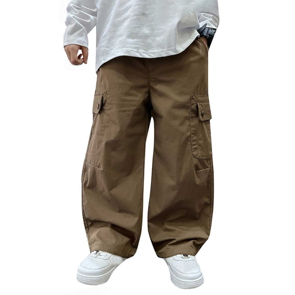 LIJCC Boys Cargo Ski Pants Baggy Snowboard Snow Pant Pull on Elastic Waist Casual Loose Jogging Bottoms Elastic Cuffed Joggers Insulated Loose Sports Pant