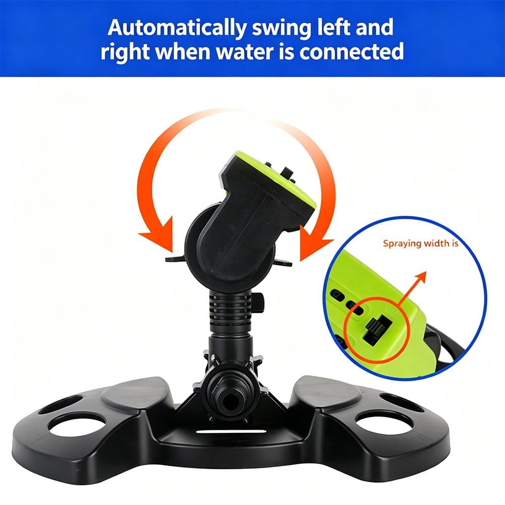 16-Nozzle Oscillating Sprinkler with Dual-Zone Sprinkler Water Timer, Rotary Sprinkler Heads for Lawn, Mini Turbo Oscillating Water Sprinklers, for Garden Watering