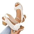 thumbnail image 4 of Buckled Square Heel Sandals for Women,Dressy Peep Toe Slingback Chunky Low Heeled Wedge Shoes Dress Sandals,43, 4 of 6