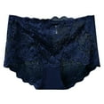 thumbnail image 2 of Plus Size Women's High Waist Boyshort Panties Breathable Seamless Sheer Lace Underwear Briefs Women Boxers Briefs Blue 3XL, 2 of 3