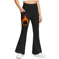 thumbnail image 7 of Fleece Lined Flared Leggings Girls High Waist Winter Warm Legging Pants with Pockets Kids Thermal Yoga Pants, 7 Y, 7 of 7