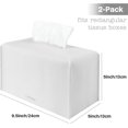 thumbnail image 2 of HAHDAXIA 2Pcs Tissue Box Cover Holder, Rectangular with Bottom Belt - PU Leather Tissue Cover Decorative Organizer for Tabletop, Bathroom, Car, Office,9.5X5X5 Inch - White, 2 of 6