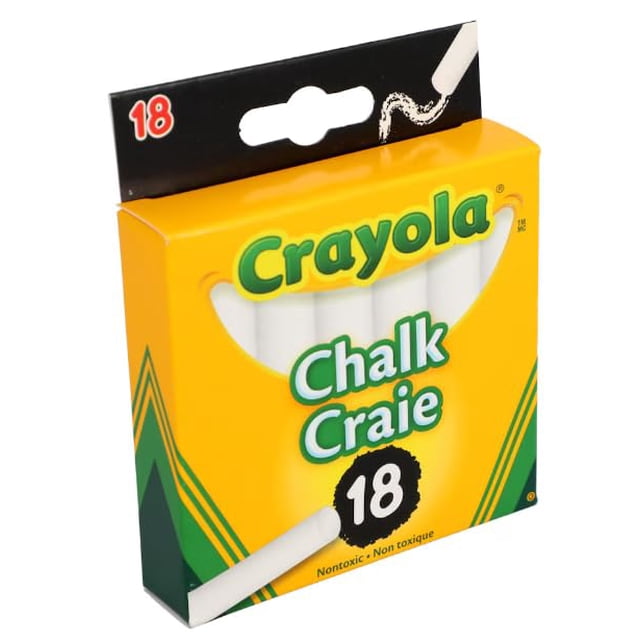 Paquete de Tizas Crayola Blancas y de Colores 18 Unidades Cada Una