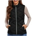thumbnail image 2 of Pounoo Lightweight Quilted Filled Puffer Vests for Women Casual Cropped Sleeveless Patchwork Coat Fall Winter Clothing for Women Gift, 2 of 4