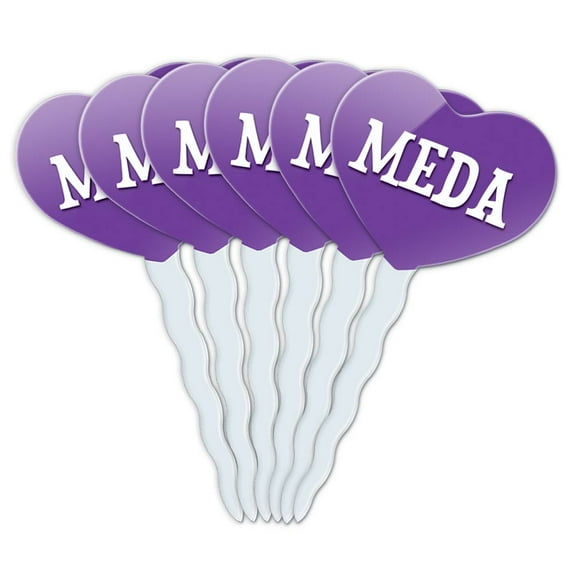 Meda Heart Love Cupcake Picks Toppers - Set of 6