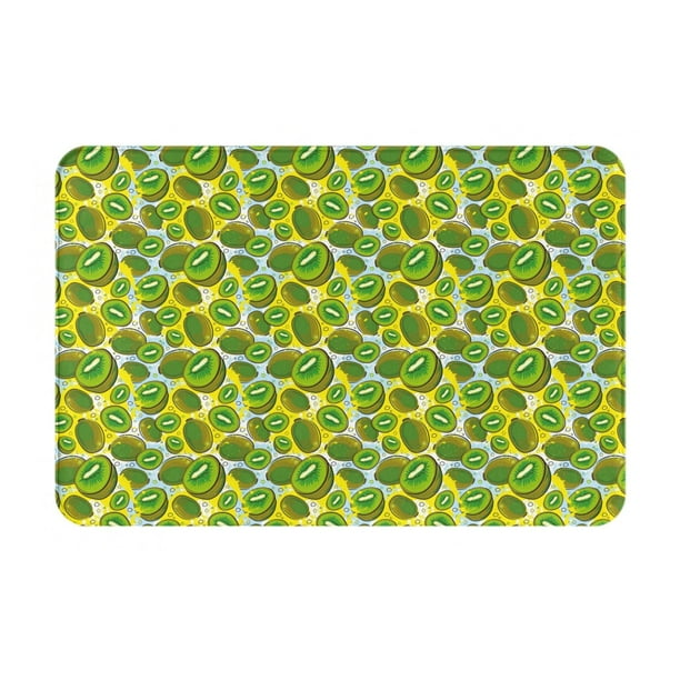 Balery Kiwi Fruits Summer Felpudo de franela, resistente a las manchas y a la decoloración, para uso interior y exterior, fácil de limpiar, 40 x 60 cm