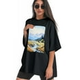 thumbnail image 3 of Plus Size Shirt for Women Black Tops for Women Short Sleeves Shirt for Women Watercolor Painting About Mountains And Fields 2 T Shirt Crewneck Shirt for Women XS, 3 of 5
