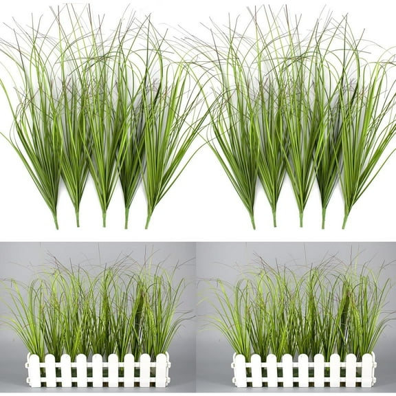 20PCS Artificial Plants Outdoor,Artificial Shrubs Fake Tall Grass,Artificial Faux Greenery Stems,Fake Leaves Artificial Grass Plant Onion Grass UV Resistant for Indoor Decor (20, Green)