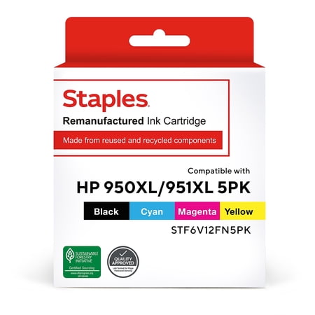 UPC: 0718103269544 | Staples Remanufactured Ink Cartridge Replacement for HP 950XL/HP 951XL 5/PK (2 Black 1 Yellow 1 Cyan