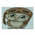 thumbnail image 2 of Owls Cutting Board, Owl in Pilot Hat Big Eyes Caricature Characters Wildlife Humor Comic, Decorative Tempered Glass Cutting and Serving Board, Large Size, Yellow Brown Cocoa, by Ambesonne, 2 of 5