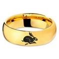 thumbnail image 2 of Tungsten Rabbit Bunny Small Pet Band Ring 7mm Men Women Comfort Fit 18k Yellow Gold Dome Polished, 2 of 4