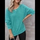 thumbnail image 4 of Sudadera de Cuello Redondo de Punto Gofre de Gran Tamaño para Mujer, Sudadera Informal de Larga con Laterales Azul S, 4 of 8