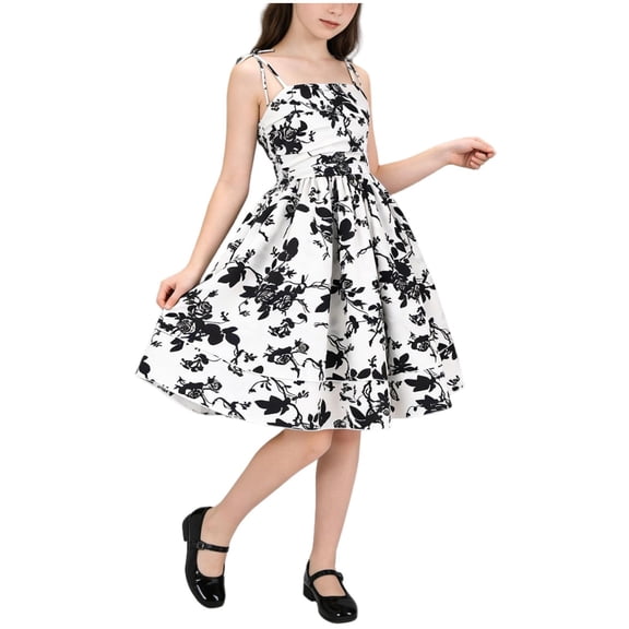 Girl's Cold Shoulder /Sleeveless /Short Sleeve Flounce Trim Elegant A-Line Casual Formal Dress for 8-13T Kids
