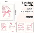 thumbnail image 4 of 4Pcs Pink Bow Wall Art Christian Aesthetic Pictures Bible Verses Canvas Posters Prints Eclectic Teen Girl Coquette Painting Preppy Wall Decor for Bedroom Dorm College Apartment Unframed, 4 of 6