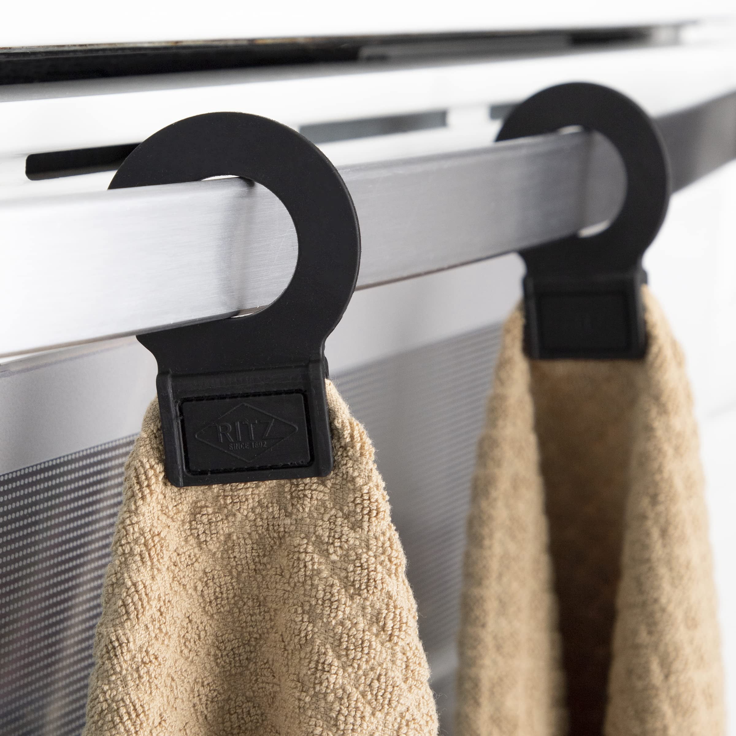 RITZ Hook and Hang Woven Kitchen Towel, Set of Two, Biscotti