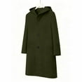 thumbnail image 5 of Womens Long Trench Coat Solid Color Loose Long Sleeve Lapel Collar Hooded Jackets Fall Winter Elegant Outerwear New Lightweight Jacket Women Green XXL, 5 of 8