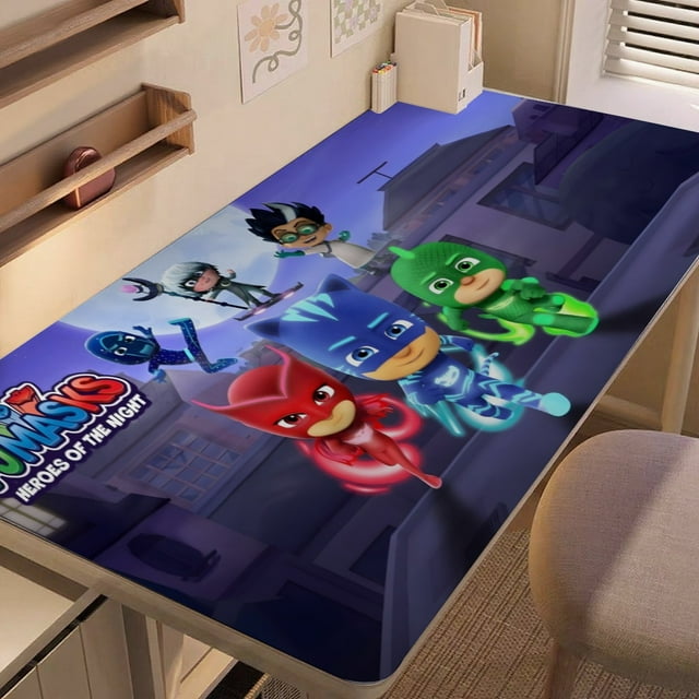 PJ Masks alfombrilla de escritorio/mesa extra-grande con base antideslizante de cuero y diseño temático; versátil para escritorios de ordenador, mesas de comedor, etc.60*110cm