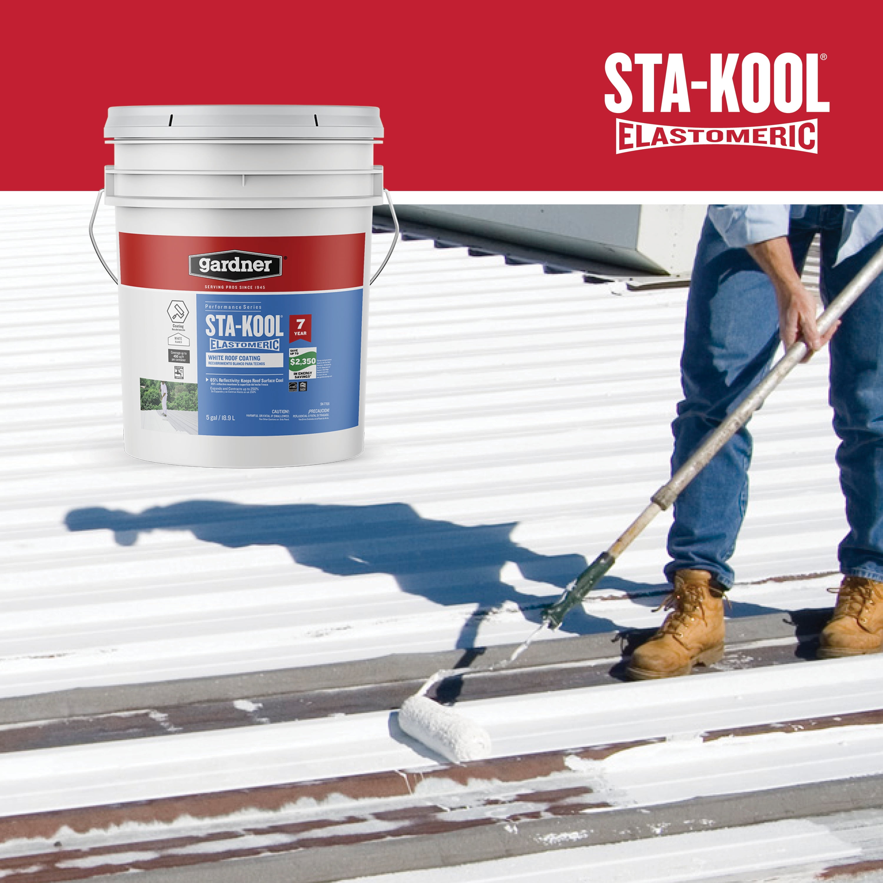 Gardner-Gibson Sta-Kool 7-Year Elastomeric Roof Coating, White, 1 Gallon
