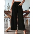 thumbnail image 4 of Women'S Lounge Pants Elastic Waist Casual Beach Trousers with Pockets Black L, 4 of 6