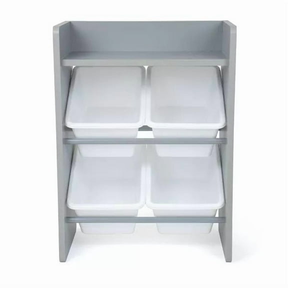 Kids' End Table Nightstand with 4 Storage Bins