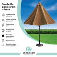 thumbnail image 2 of Sombrilla Para Exterior Con Base Metalica Jardin Playa 3 Mts cafe Sky Green HJSB30140003, 2 of 8