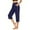 01-Navy, variant on Capri Pants for Women Solid Color Elastic Waist Cropped Pants Lightweight Cropped Lounge Pants with Pockets Sky Blue 3XL