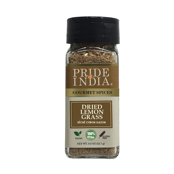 Pride of India Dried Lemongrass 0.8 oz | Fine Cut & Sifted Aromatic Lemon Grass Herb for Tea, Soup, Salad, Marinades & Seasoning | Fresh Citrus Flavor & Versatile Culinary Use