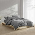 thumbnail image 5 of - Queen Duvet Cover Set, Modern Cotton Washed Percale Bedding with Matching Shams, Cozy Home Decor, Oeko-Tex Certified (Washed Percale Graphite, Queen), 5 of 7