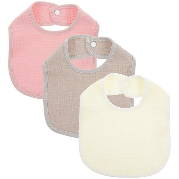 Baby Bibs for Eating U-Shaped Cotton Bibs Toddler and Infant Assorted Colors Protect Clothing 3Pcs