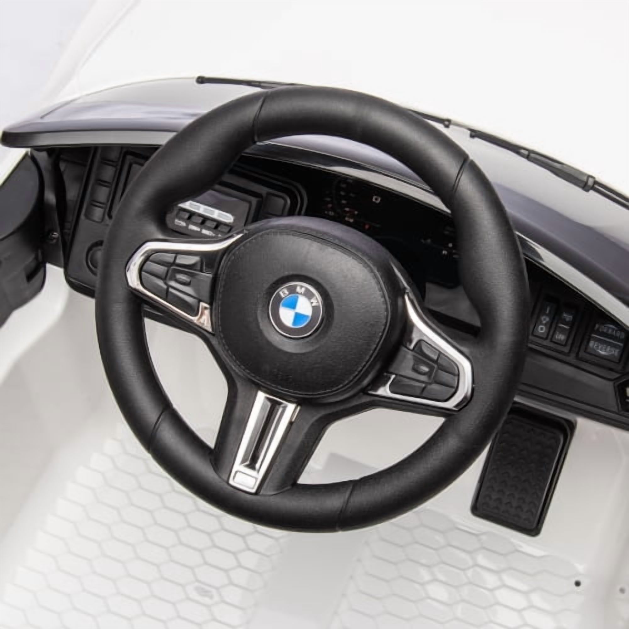 BMW M4 Kids Ride on Car Toy with Remote Control, 12V Powered Ride on Toys Cars W/Bluetooth/USB/MP3, Battery Display, LED, Handle with Wheels & Pull, Electric Car for Boy Girl, White