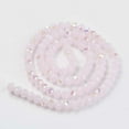 thumbnail image 2 of 4x3mm Electroplate Glass Beads Strands Imitation Jade Beads Half Plated Rainbow Plated Faceted Rondelle Pink, 2 of 2