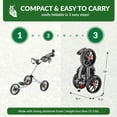 thumbnail image 2 of Golf Push Cart, Lightweight Aluminum Collapsible Golf Pull Cart, 3 Wheels Push & Pull Golf Cart Trolley with Foot Brake, Umbrella & Cup Holder, Adjustable Handle, 2 of 9