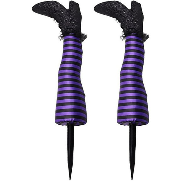 Halloween Wicked Witch Legs with Stakes, Halloween Witch Prop Decoration, Purple Halloween Garden Yard Decorations Outdoor