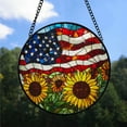 thumbnail image 2 of Top Christmas Gifts - America Flag US Flag Sunflower Christmas Stained Glass Hanging Ornament - Heirloom Holiday Tree Decor, Xmas Gift for Family & Friends, Keepsake 2025, 2 of 3