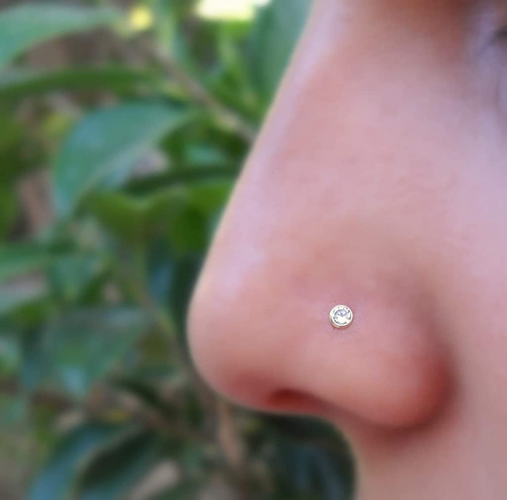 Gold piercing for nose 1930025(Au-R)_CZ