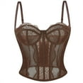 thumbnail image 2 of YanHoo Corset Tops For Women Going Out Lace Mesh Date Night Bustier Top Fashion Outfits Clothes Crop Cute Party Strap Tank, 2 of 6