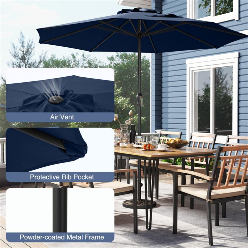 Spaco Outdoor Heavy Duty Market Umbrella with Crank Handle and 8 Sturdy Ribs, Outdoor Umbrellas for Patio, Patio Table Umbrella, Deck Umbrella-Navy