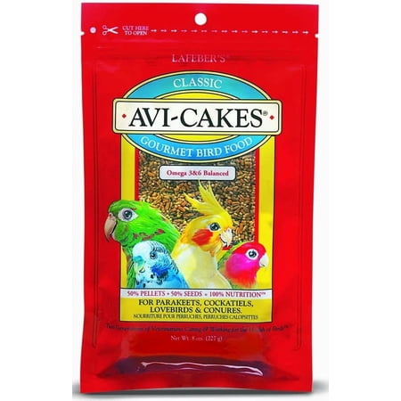 Avi-Cakes Gourmet Bird Food- for Parakeets, Cockatiels, Lovebirds & Conures- 8 oz (4 p)