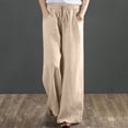 thumbnail image 2 of iOPQO Wide Leg Pants For Women Women's Solid Cotton Linen Loose And Simple Cotton Linen Casual Pants Casual Trouser PantsLinen Pants For Women Women'S Pants, 2 of 8